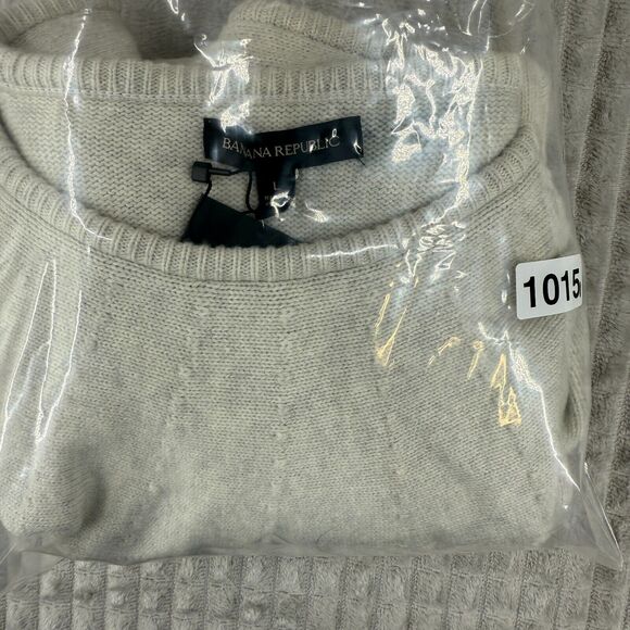 New Banana Republic Women's Off Shoulders Sweater Beige Large Wool Cashmere READ - Picture 7 of 7